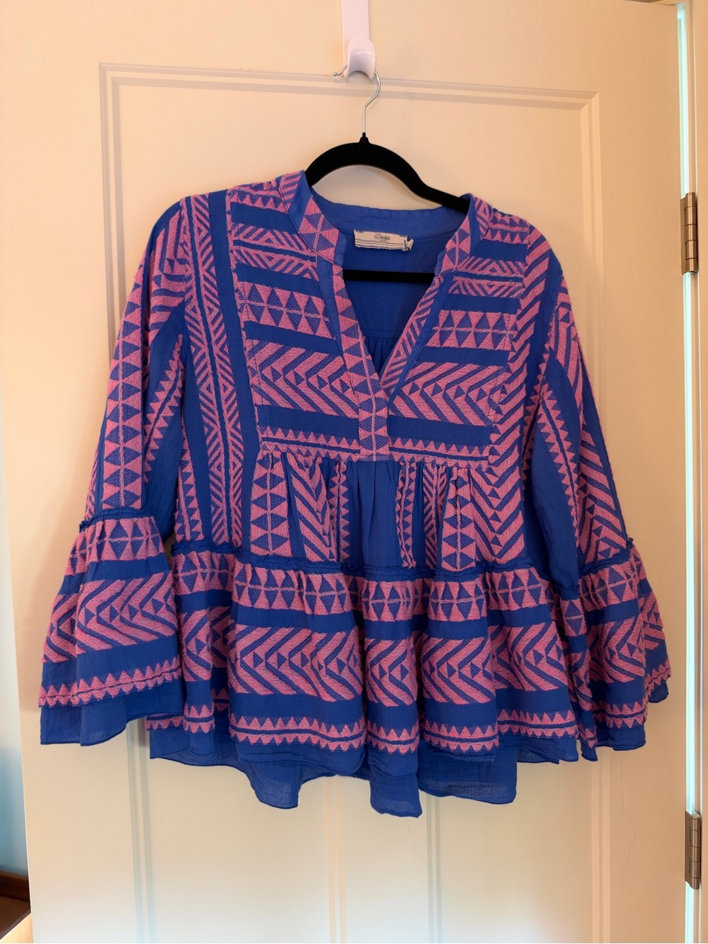 Devotion TWINS Blue & Pink Geometric Tiered Tunic